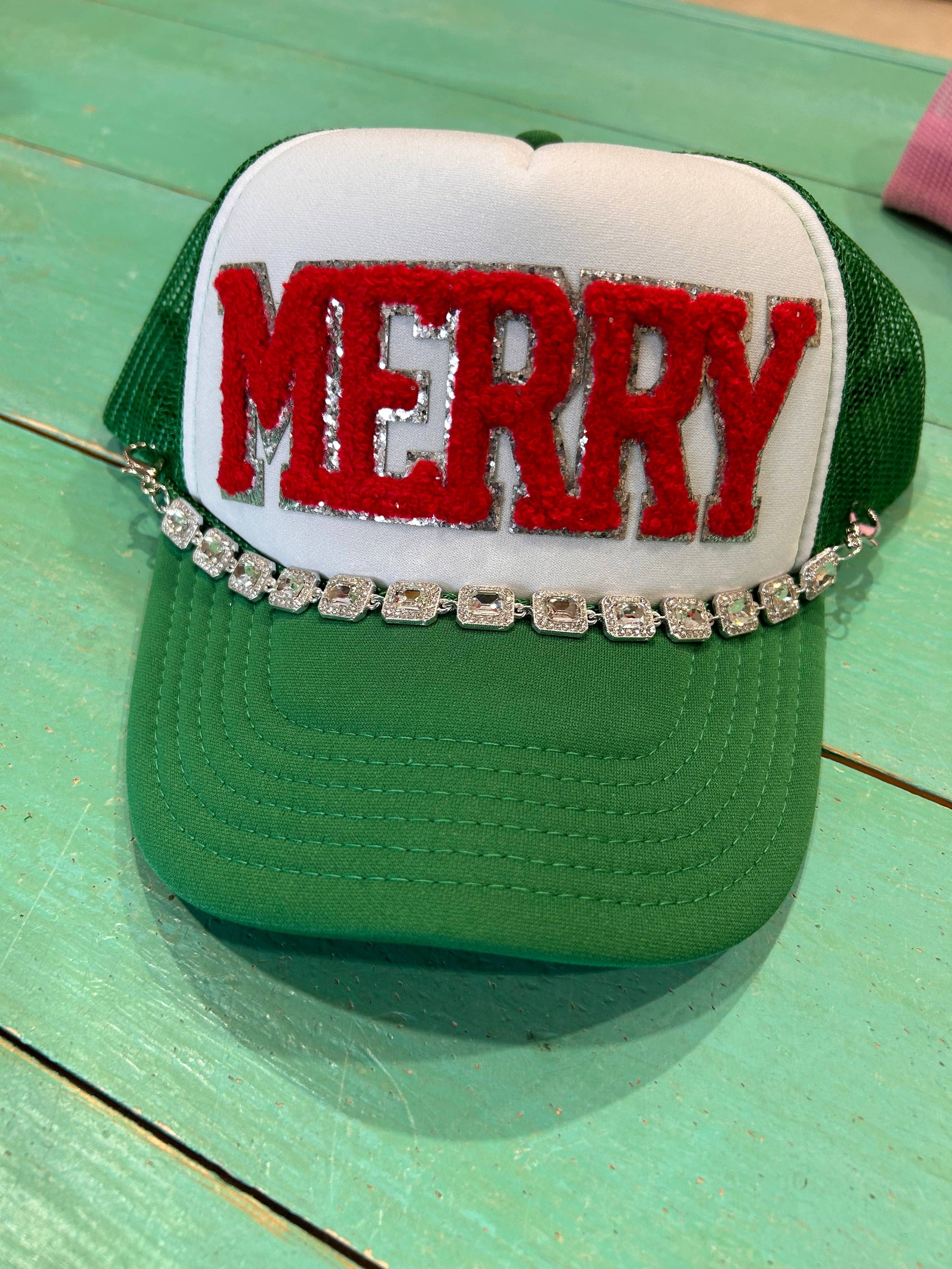 Red Chenille Merry Trucker | Christmas Cap| Holiday| Santa
