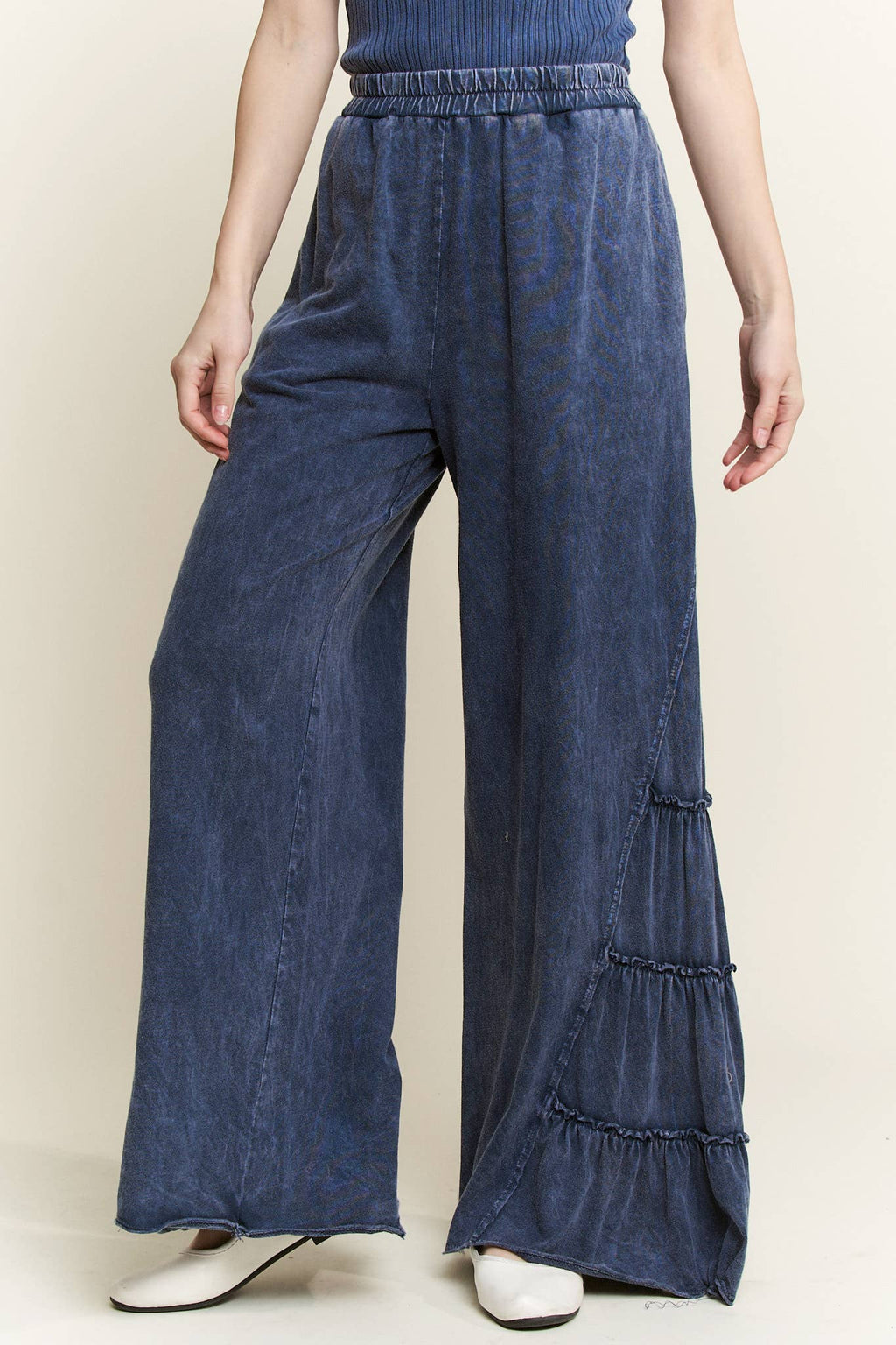 MineralWash SideRuffle Flare pants