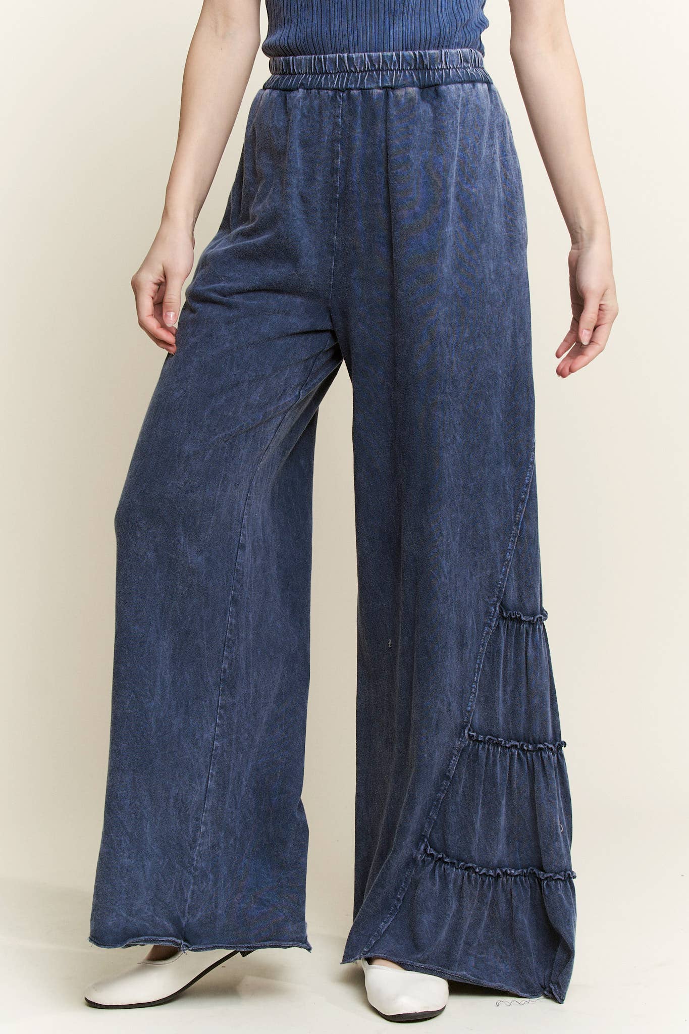 MineralWash SideRuffle Flare pants