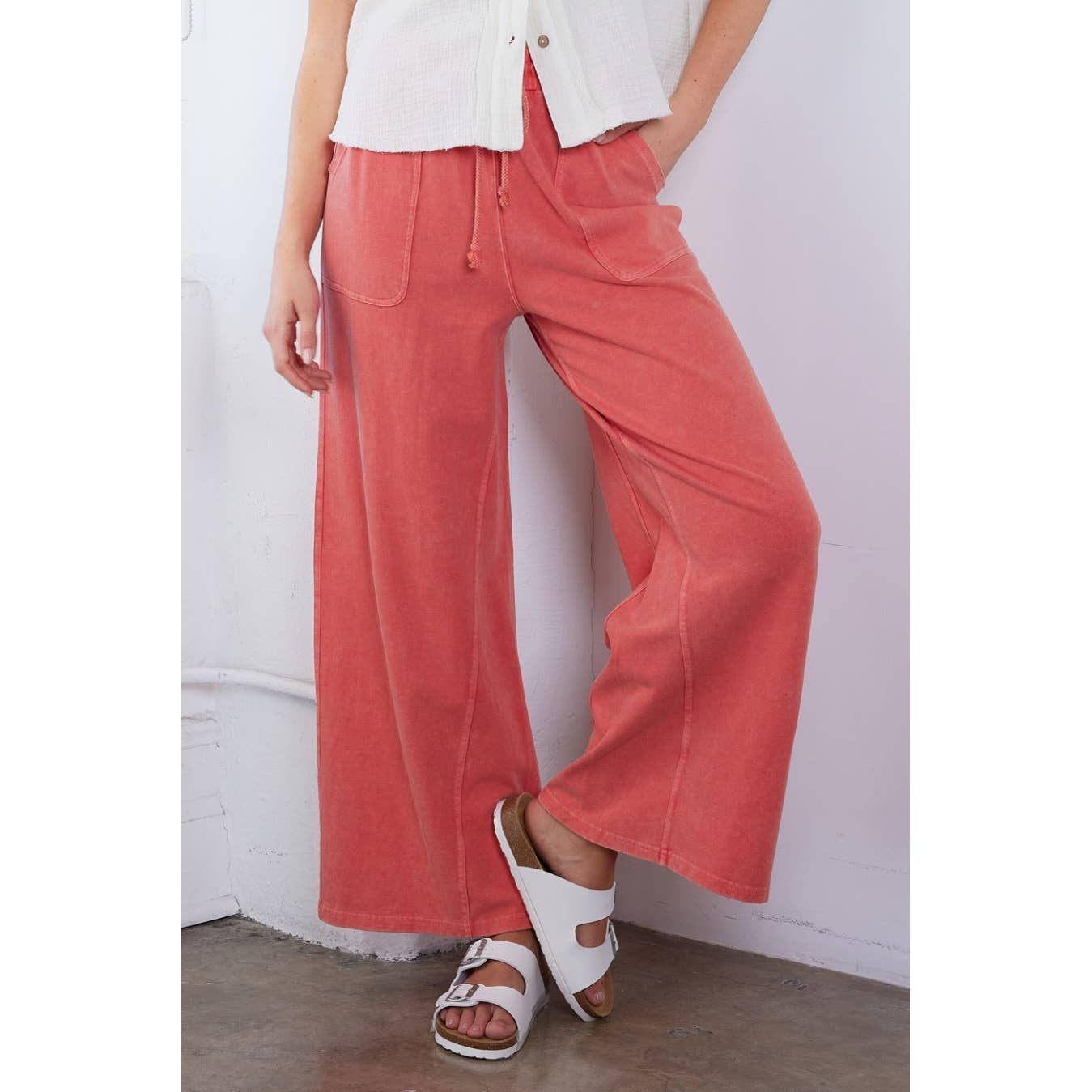 FRENCH TERRY WIDE LEG PANTS
