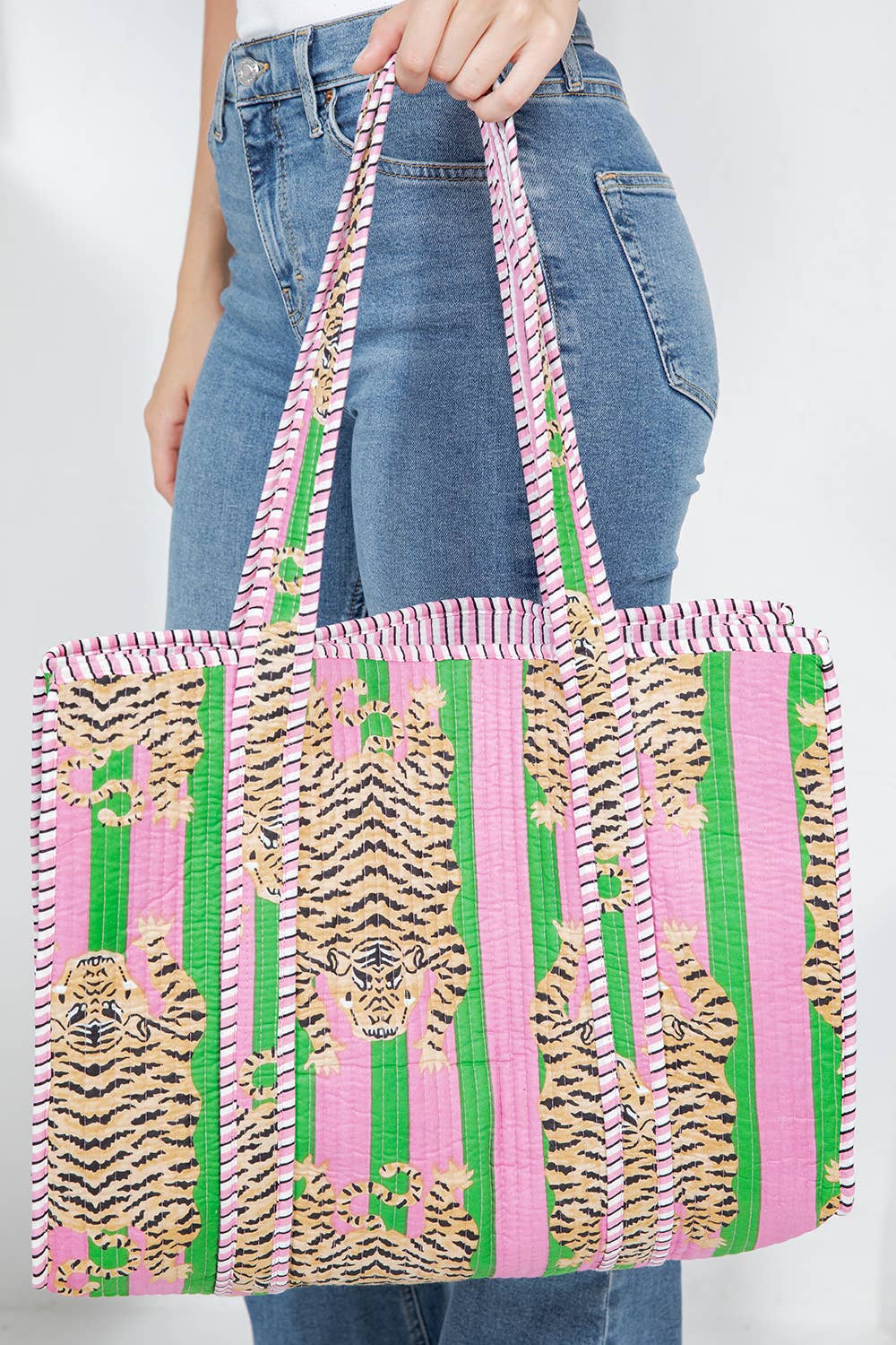 Reversible Quilted Cotton Tote Bag