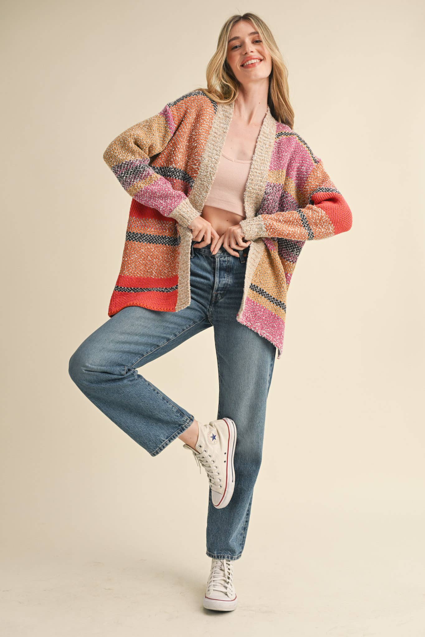 OVERSIZED COLOR BLOCK CARDIGAN