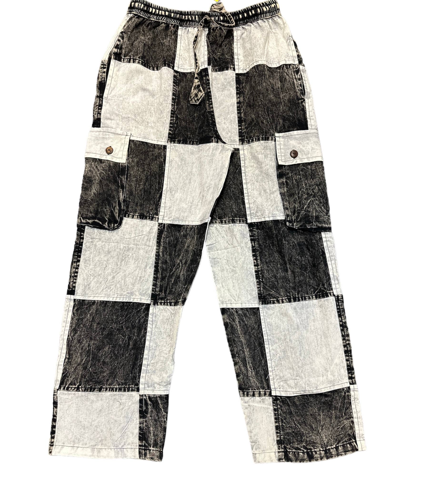 Cotton Black & White Patch Wide Leg