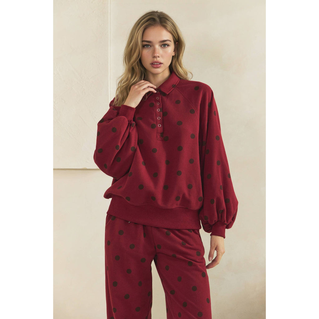 Playful Charm Polka Dot Quarter Zip
