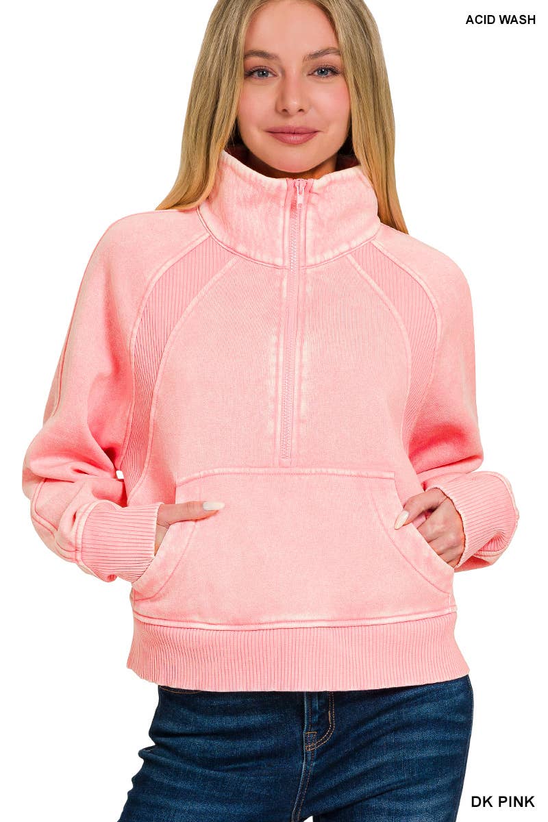 `.Half Zip Cropped Pullover