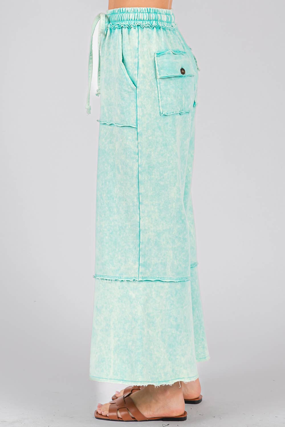 MINERAL WASHED TERRY KNIT PANTS