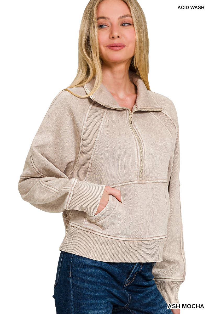 `.Half Zip Cropped Pullover