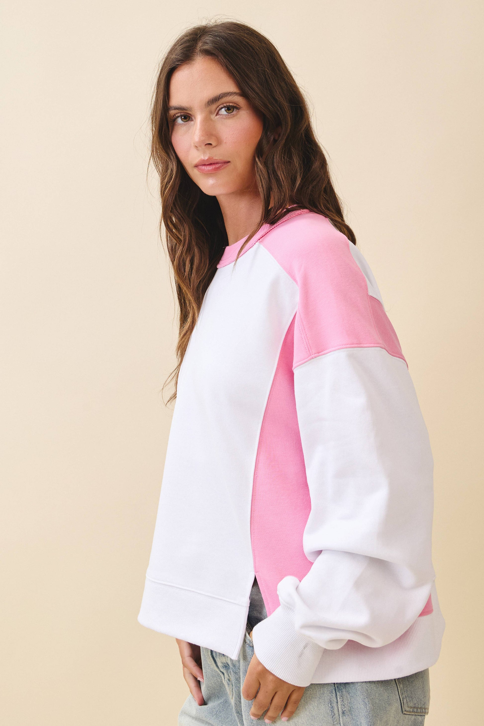 Colorblock Terry Pullover Sweatshirt