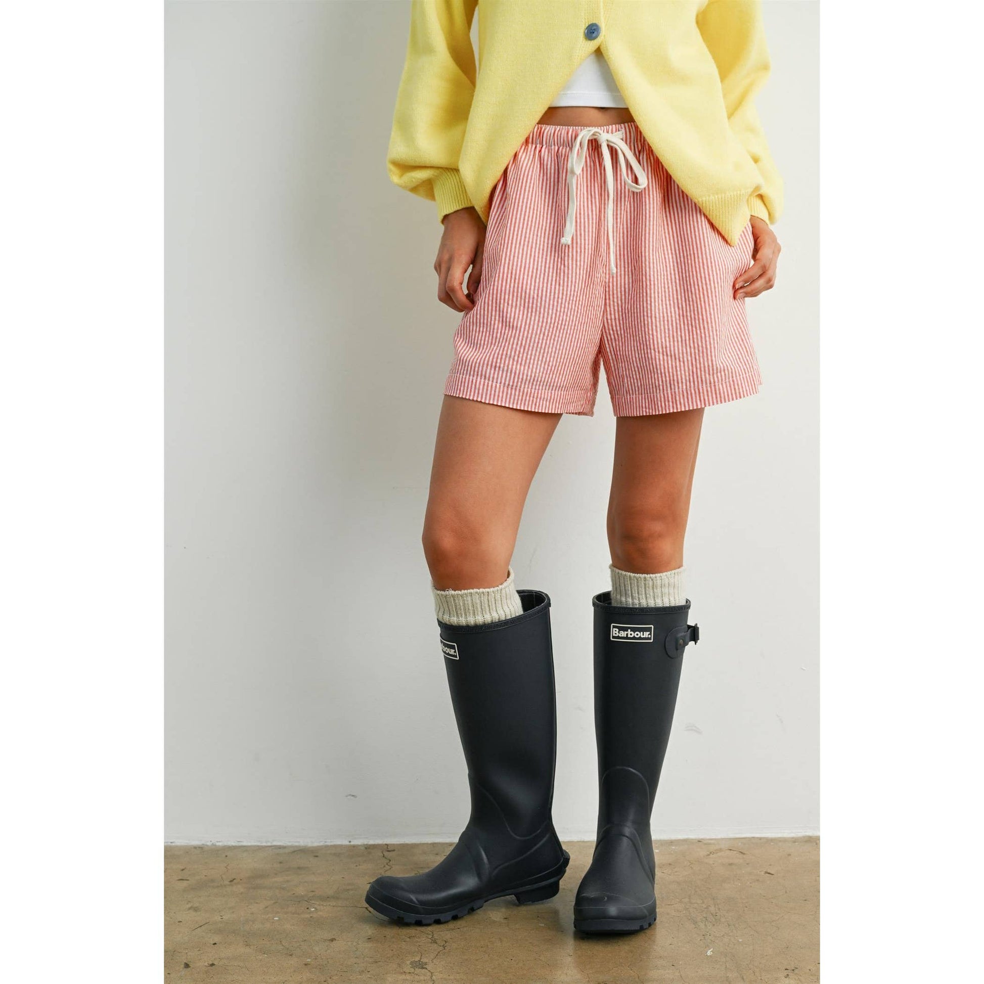 Casual Striped Drawstring Shorts