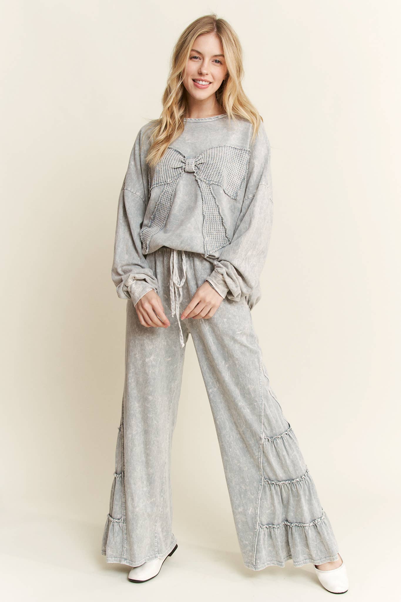 MineralWash SideRuffle Flare pants