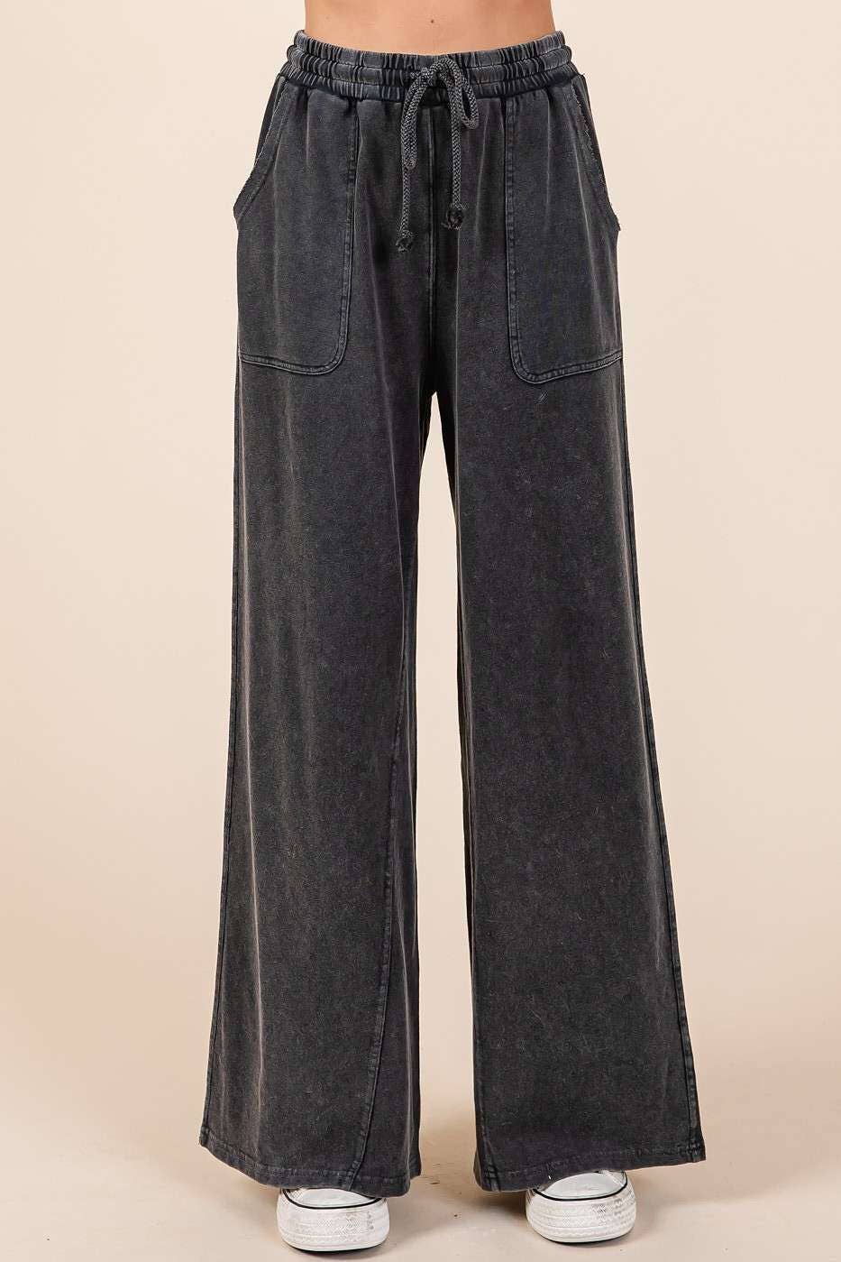 FRENCH TERRY WIDE LEG PANTS