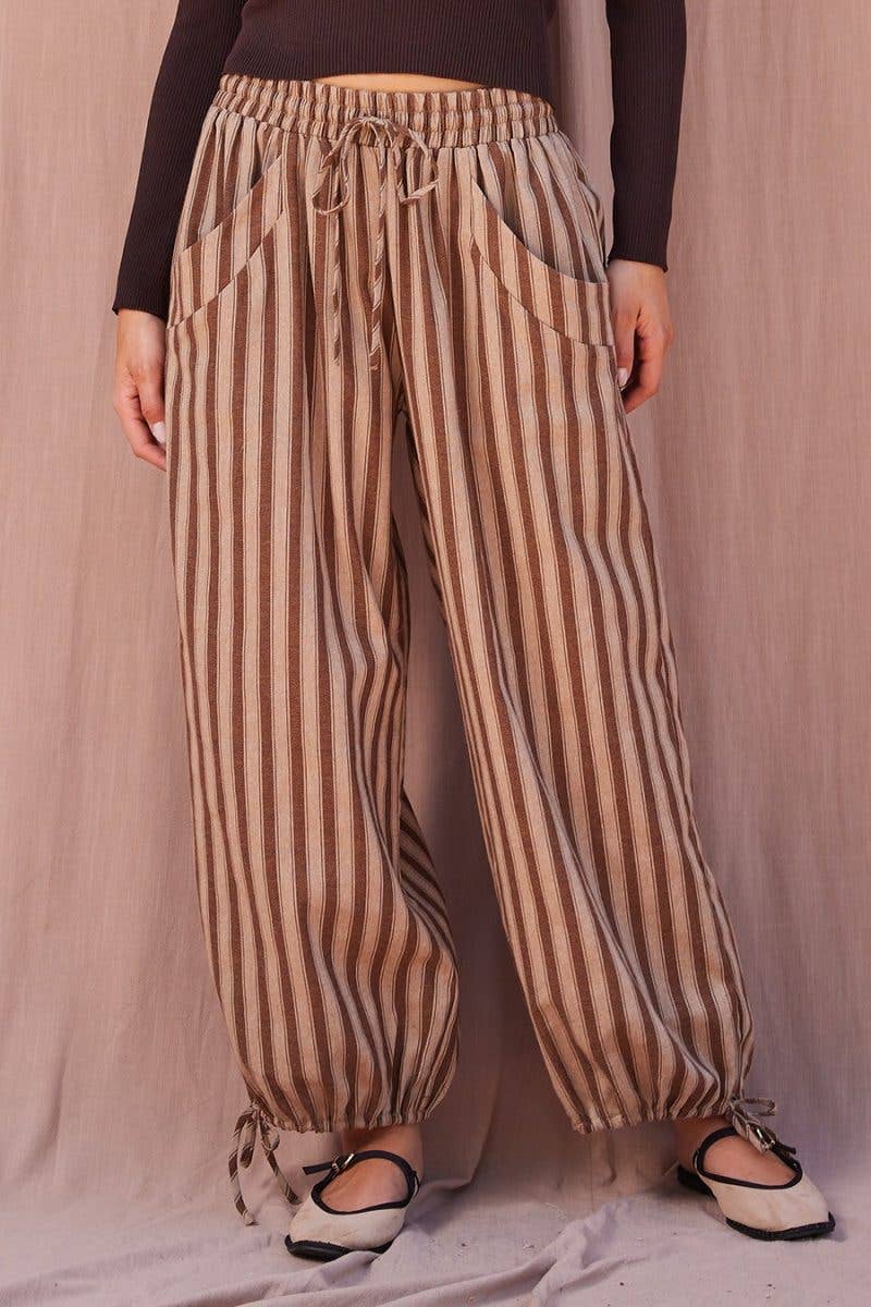 Striped Tie Hem Pants