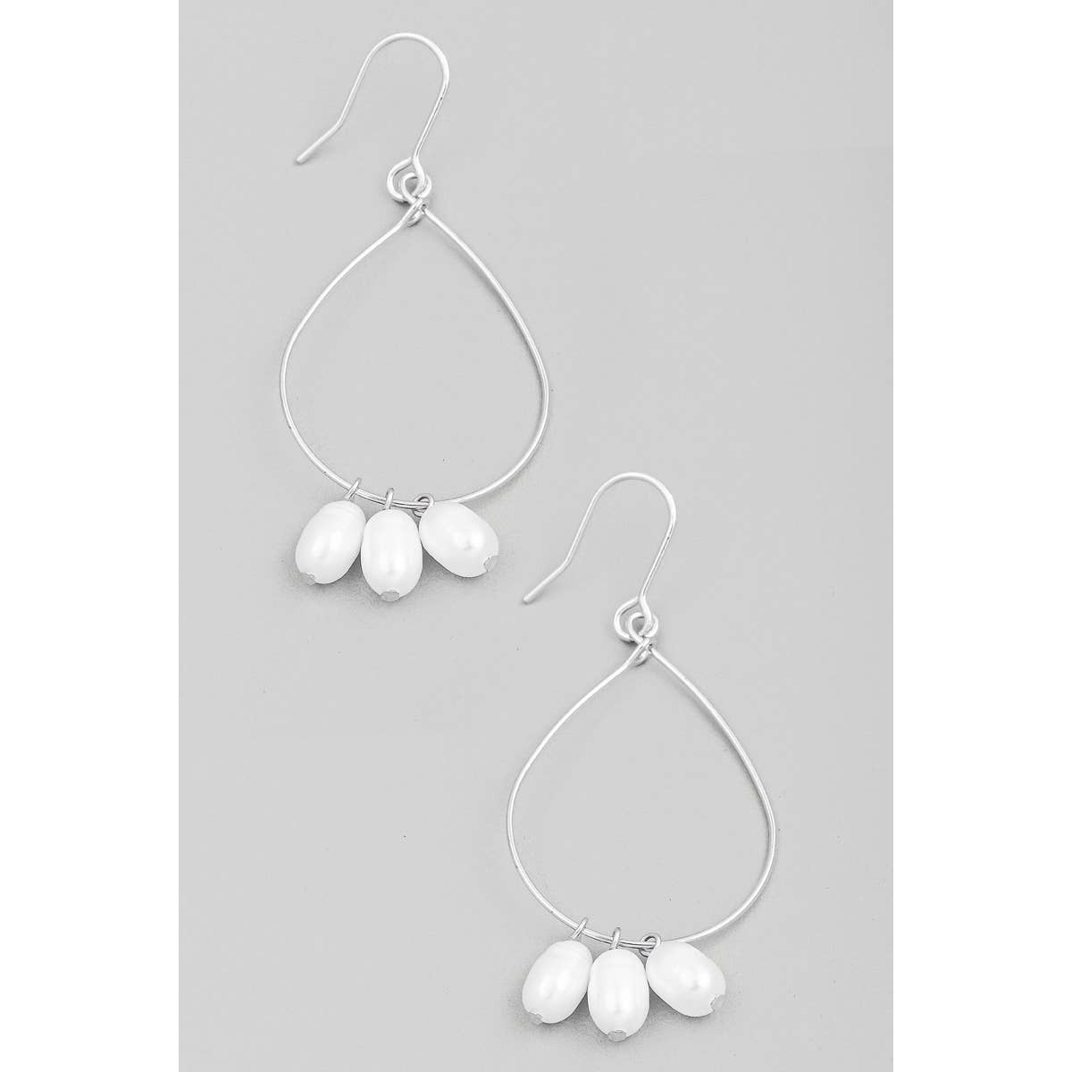 Pearly Beads Tear Dangle Hook Earrings