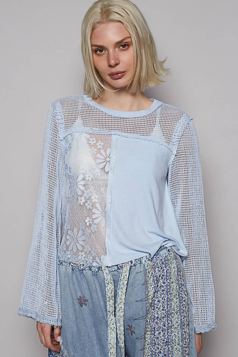 lace crochet contrast top