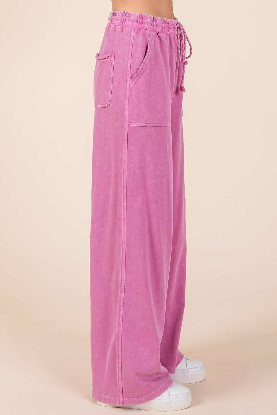 FRENCH TERRY WIDE LEG PANTS