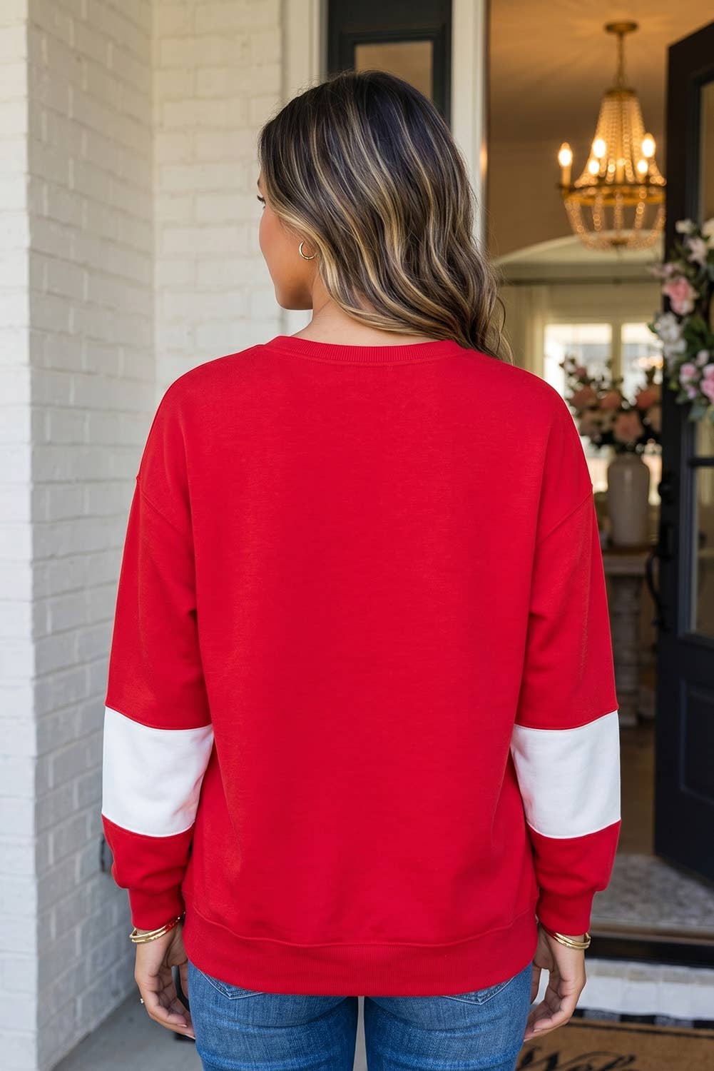 LAS Colorblock Drop Shoulder Baggy Sweatshirt