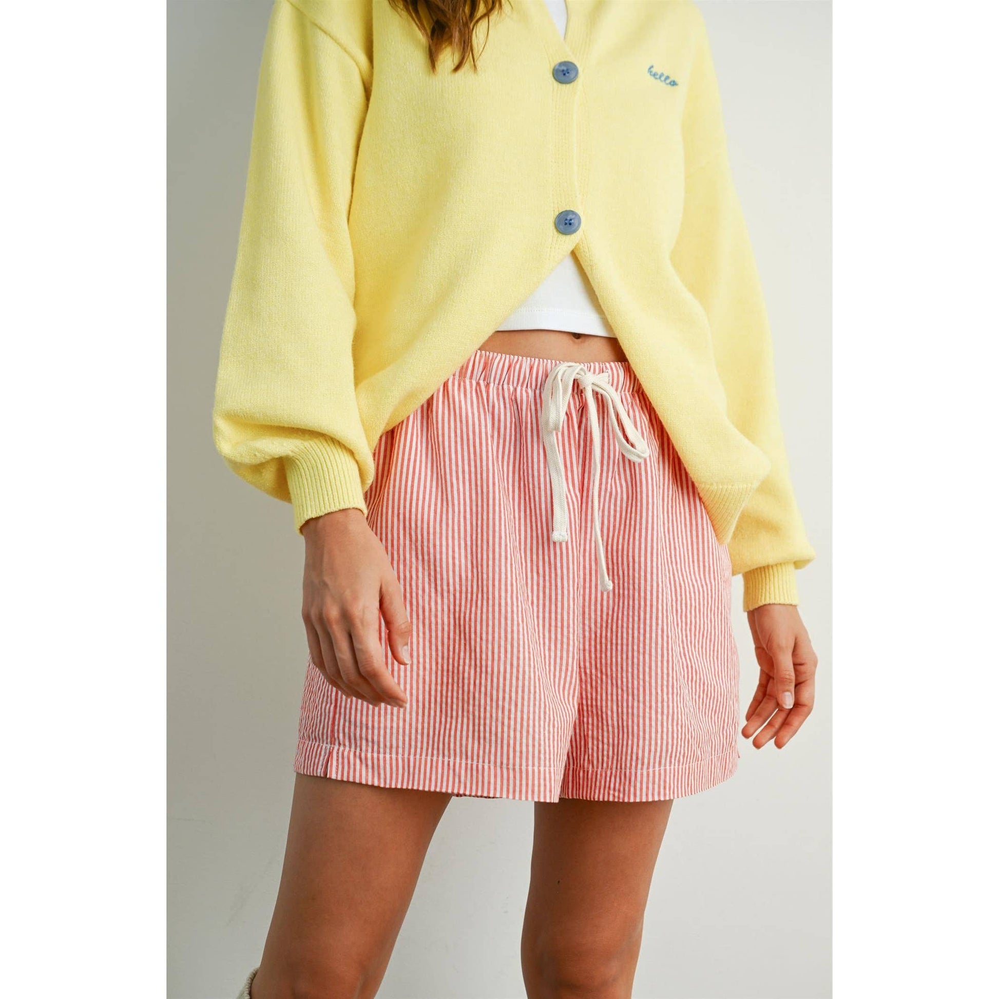 Casual Striped Drawstring Shorts