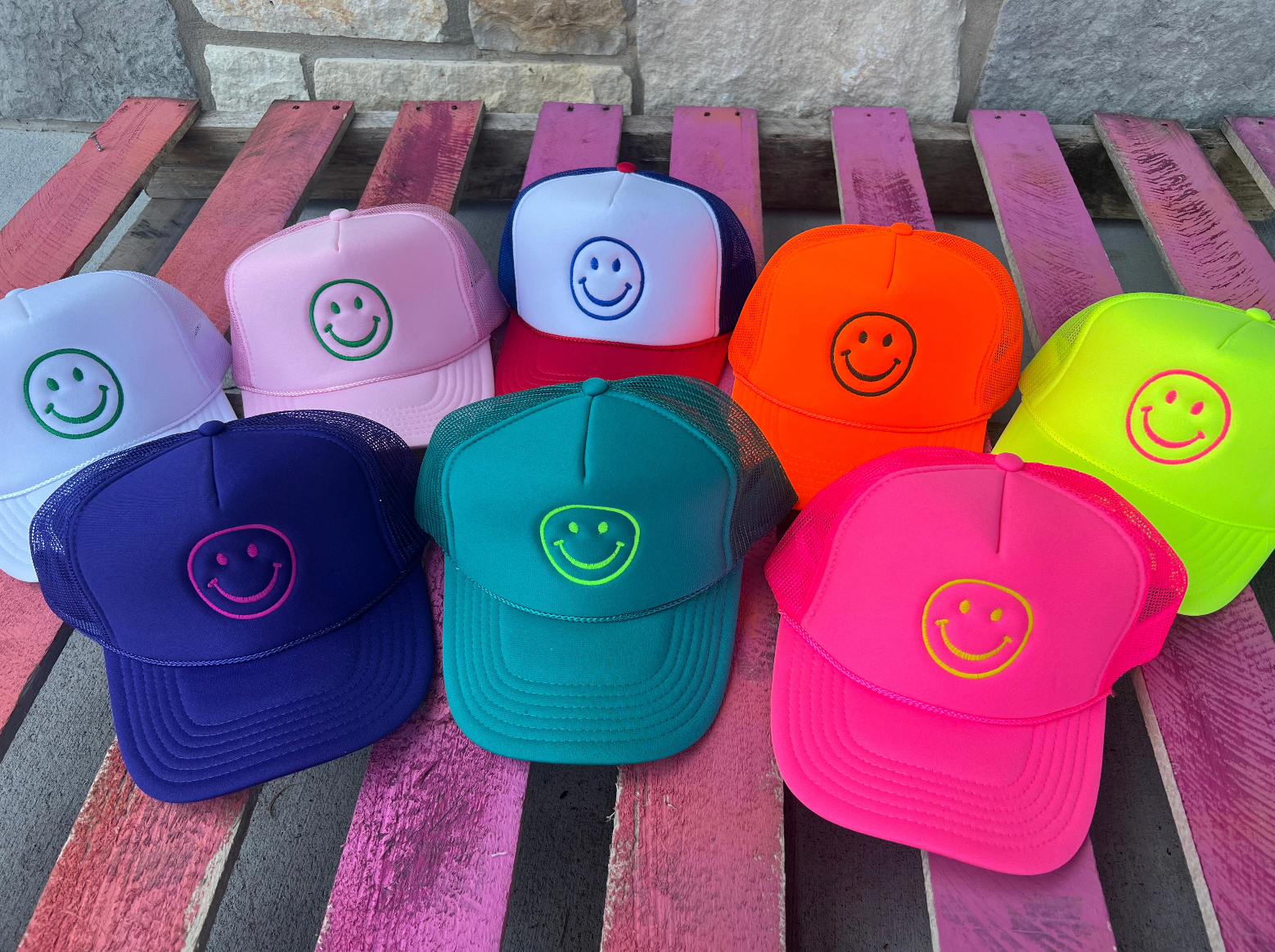 Happy Face  Trucker Caps - Multiple Color Options