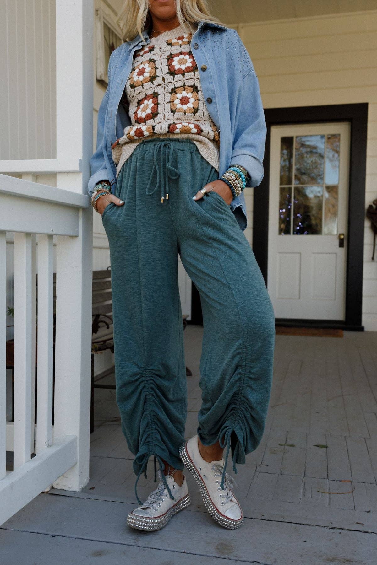 Solie Cinched Pants - Green Olive