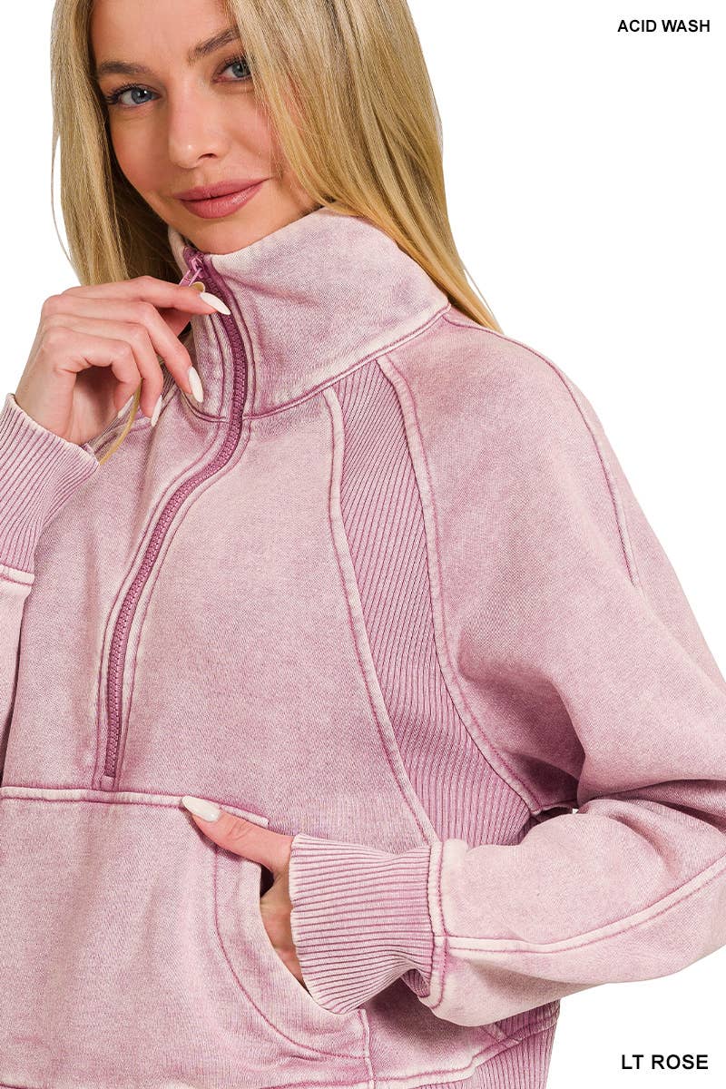 `.Half Zip Cropped Pullover
