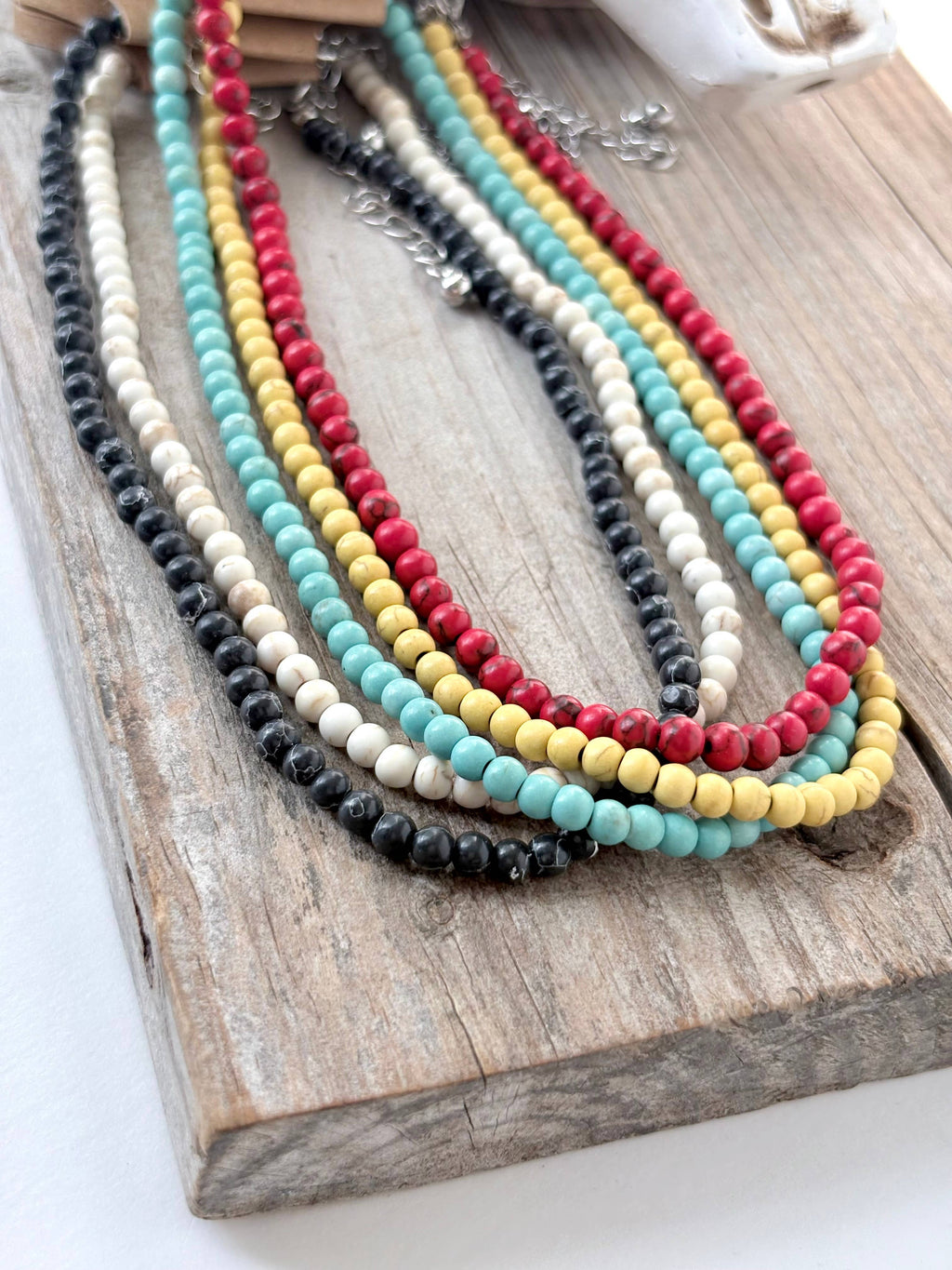 4MM Turquoise Stone Bead Choker Necklace