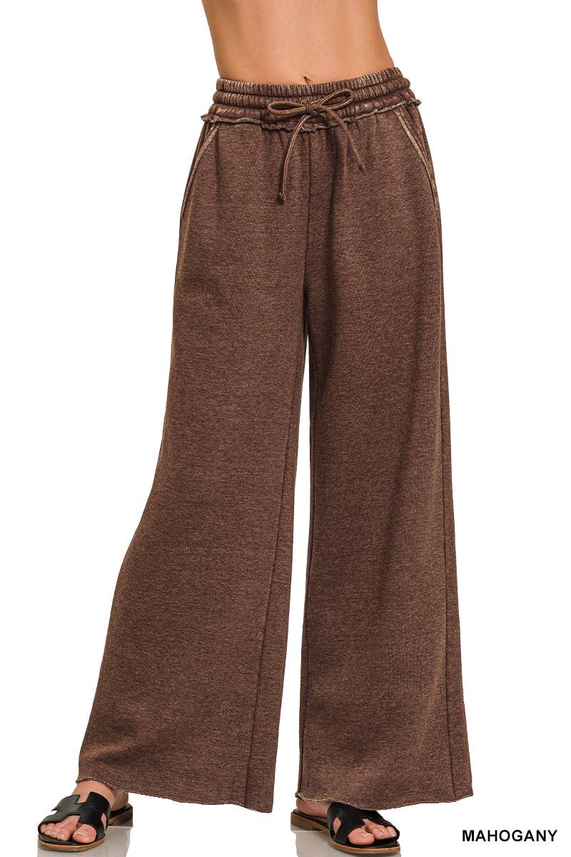 Acid Wash Fleece Sweatpants With Pockets