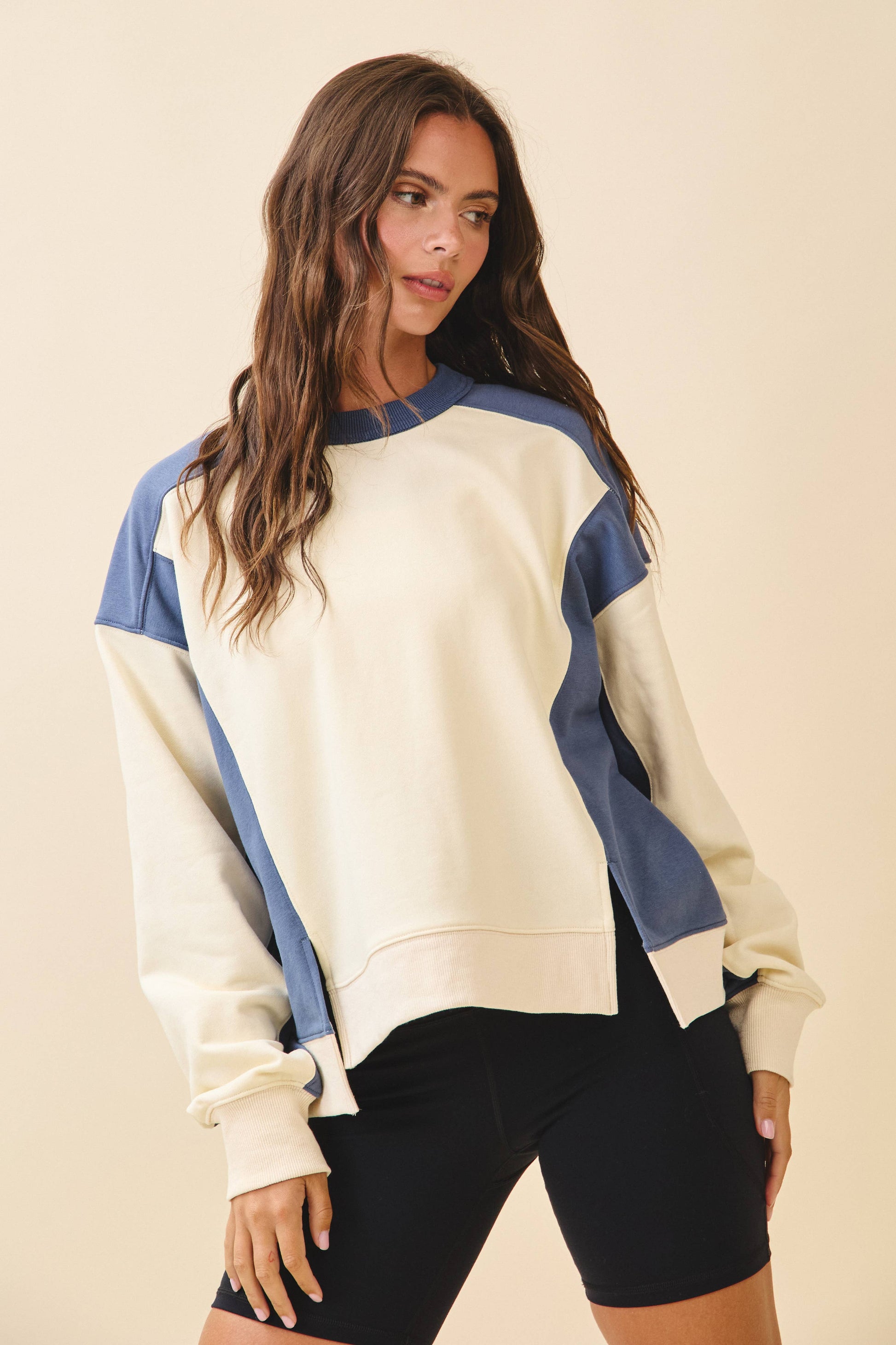 Colorblock Terry Pullover Sweatshirt
