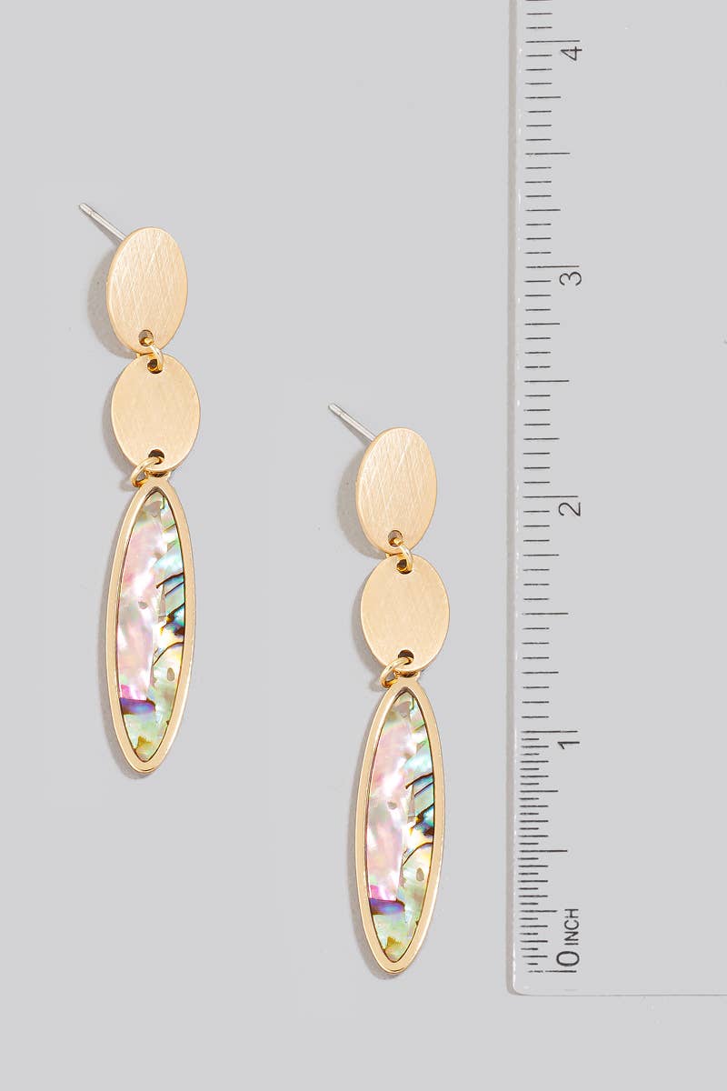 Tiered Seashell Oval Chain Earrings
