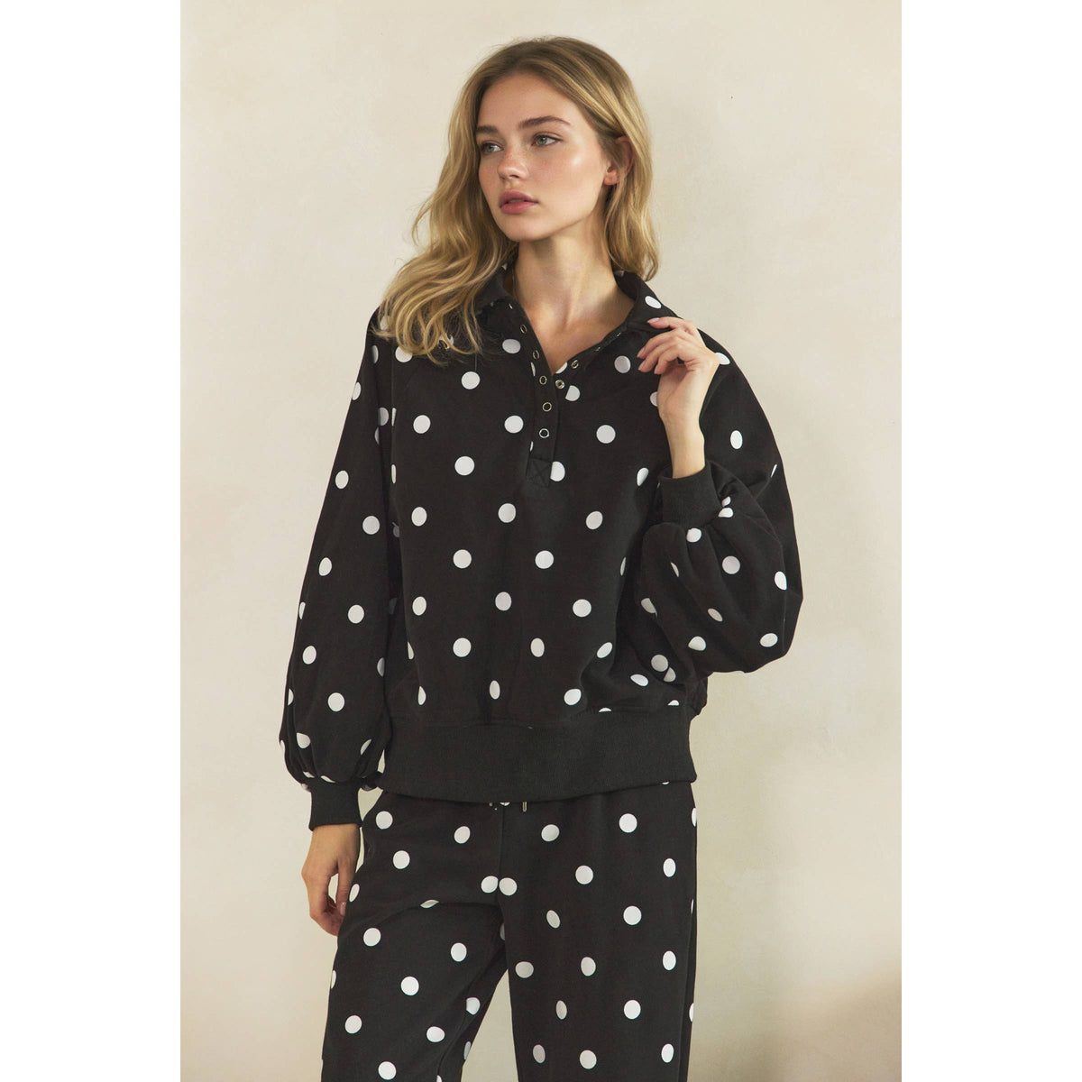 Playful Charm Polka Dot Quarter Zip