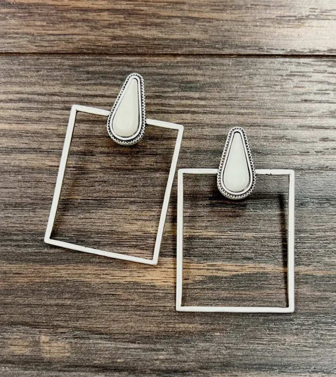 726147, White Turquoise Stud Earrings