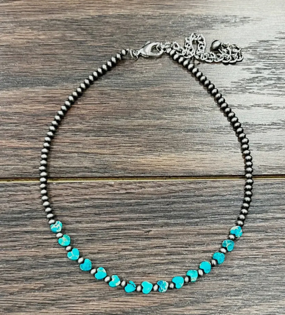 Handmade Navajo Bead Heart Gemstone Necklace