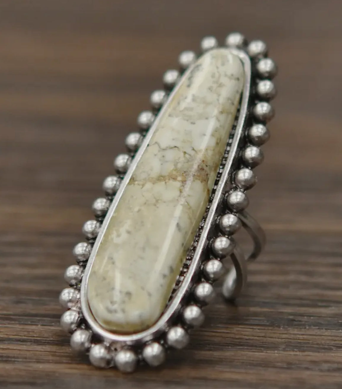 White Turquoise Adjustable Ring