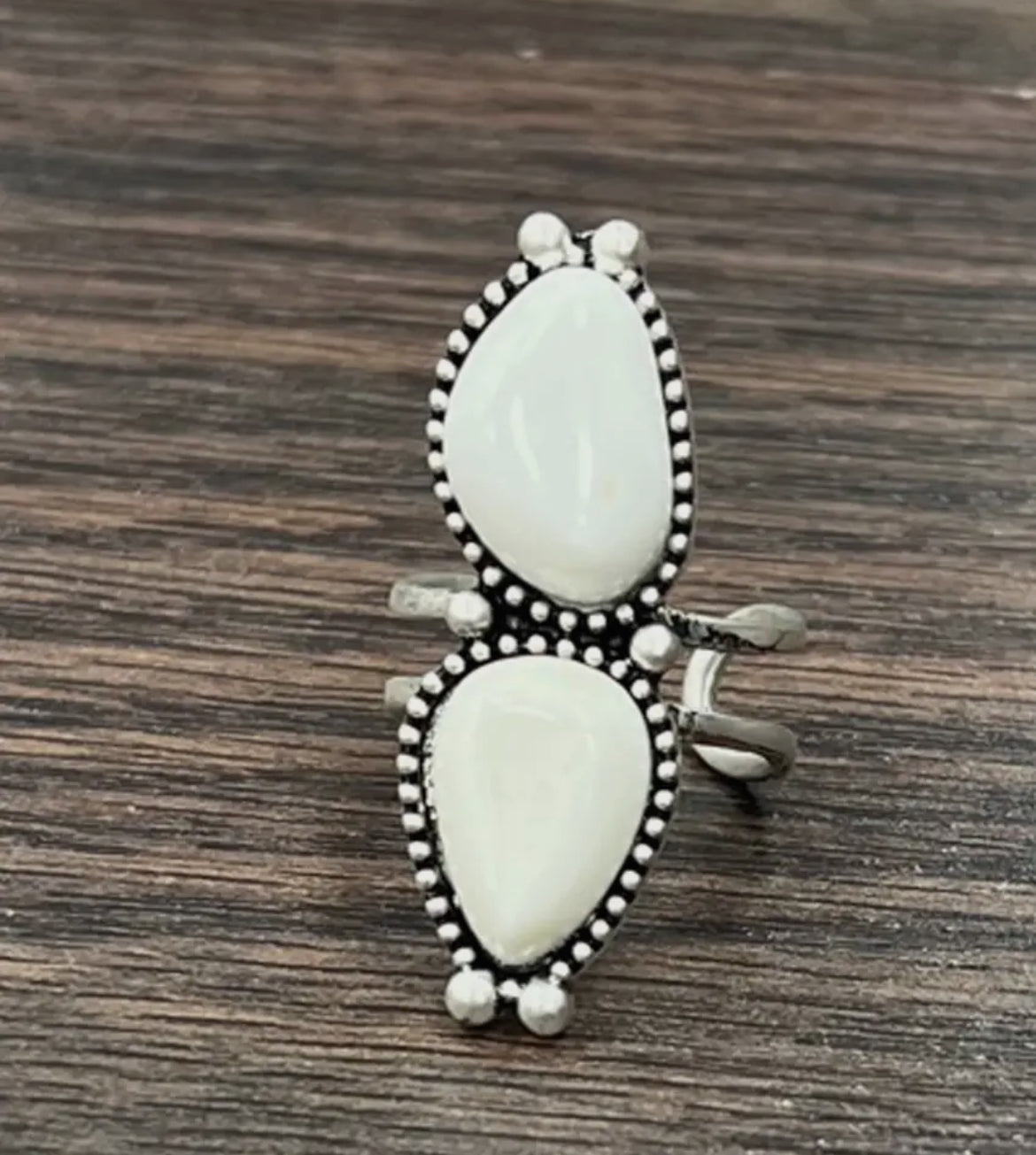 White Turquoise Adjustable Ring