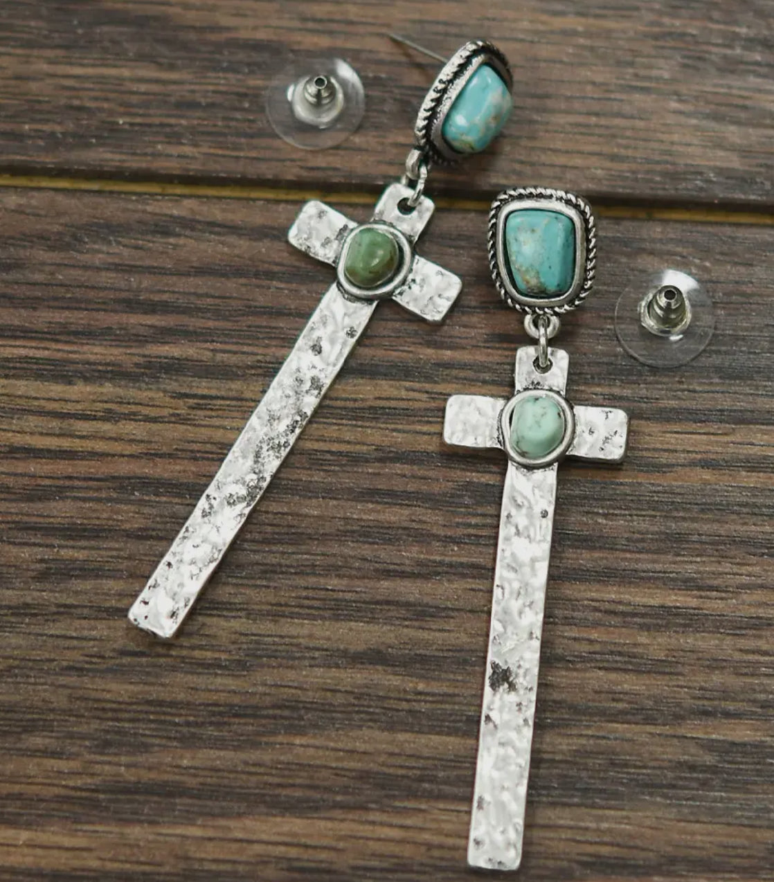 720551, Cross Turquoise Post Earrings
