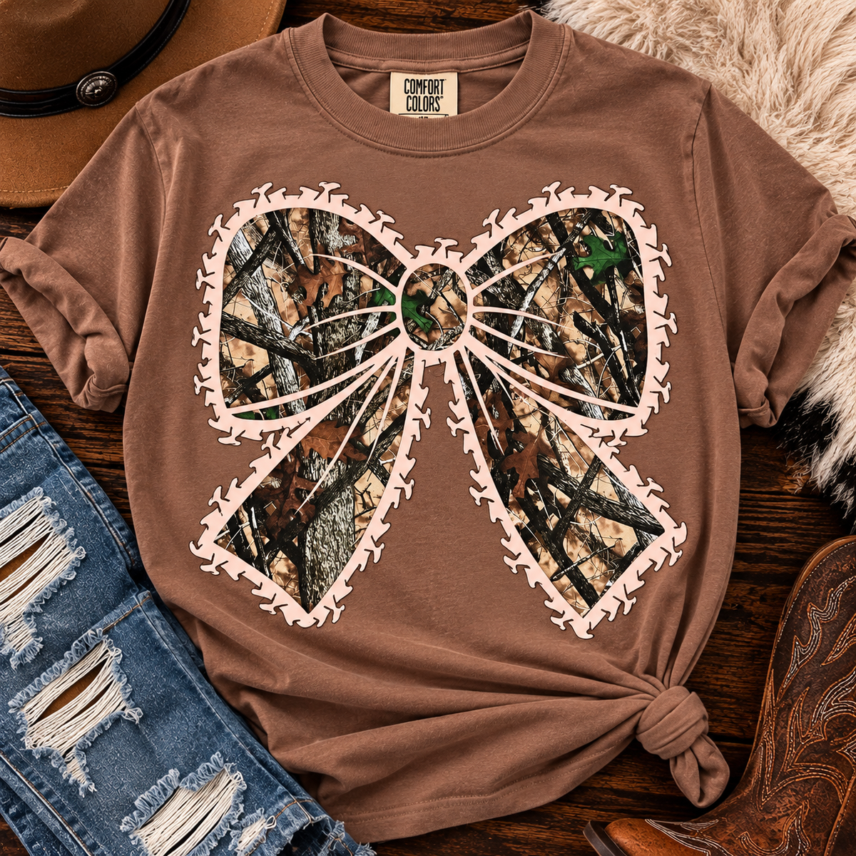 Ruffles camo bow t-shirt