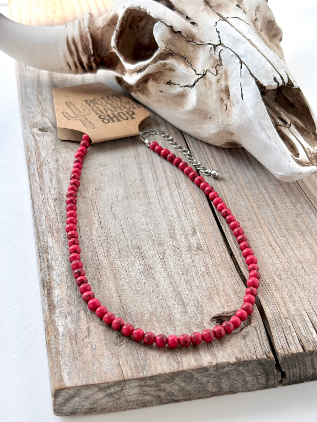 4MM Turquoise Stone Bead Choker Necklace