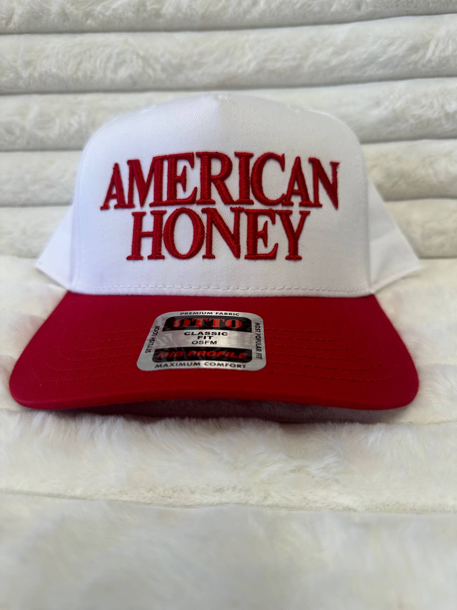 AMERICAN HONEY puff embroidered snapback hat