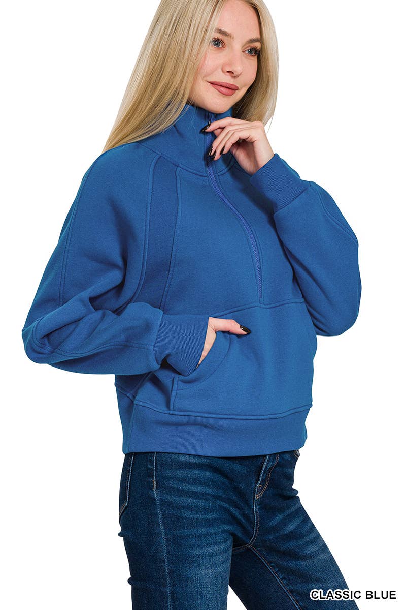 `.Half Zip Cropped Pullover