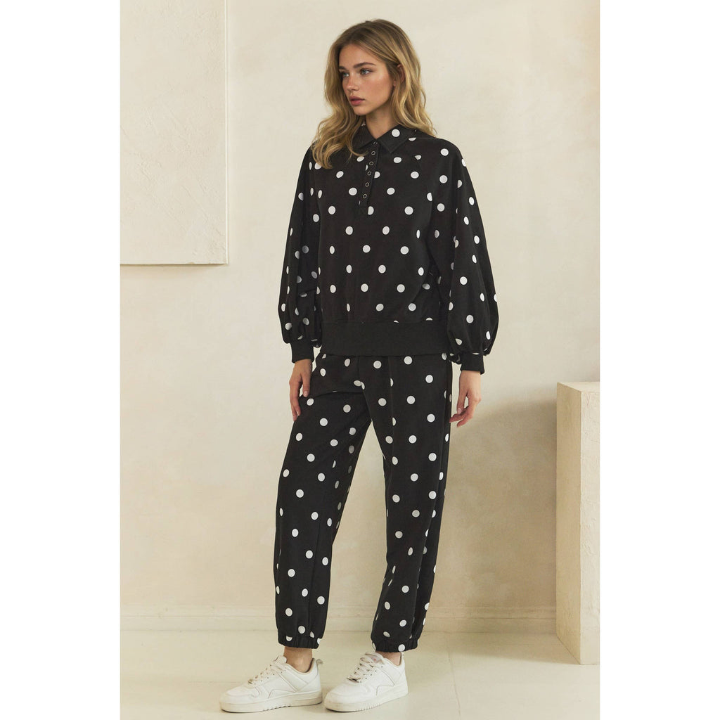 Playful Charm Polka Dot Quarter Zip
