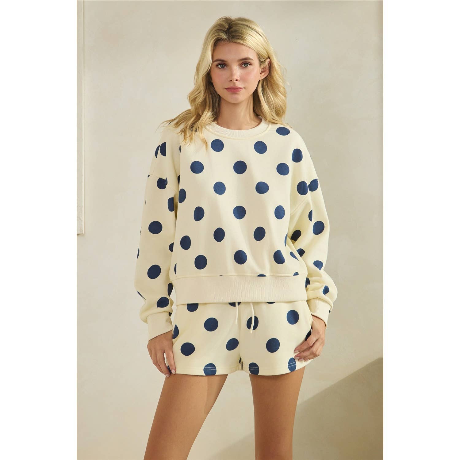 Polka Dot Crew Neck SweatShirt