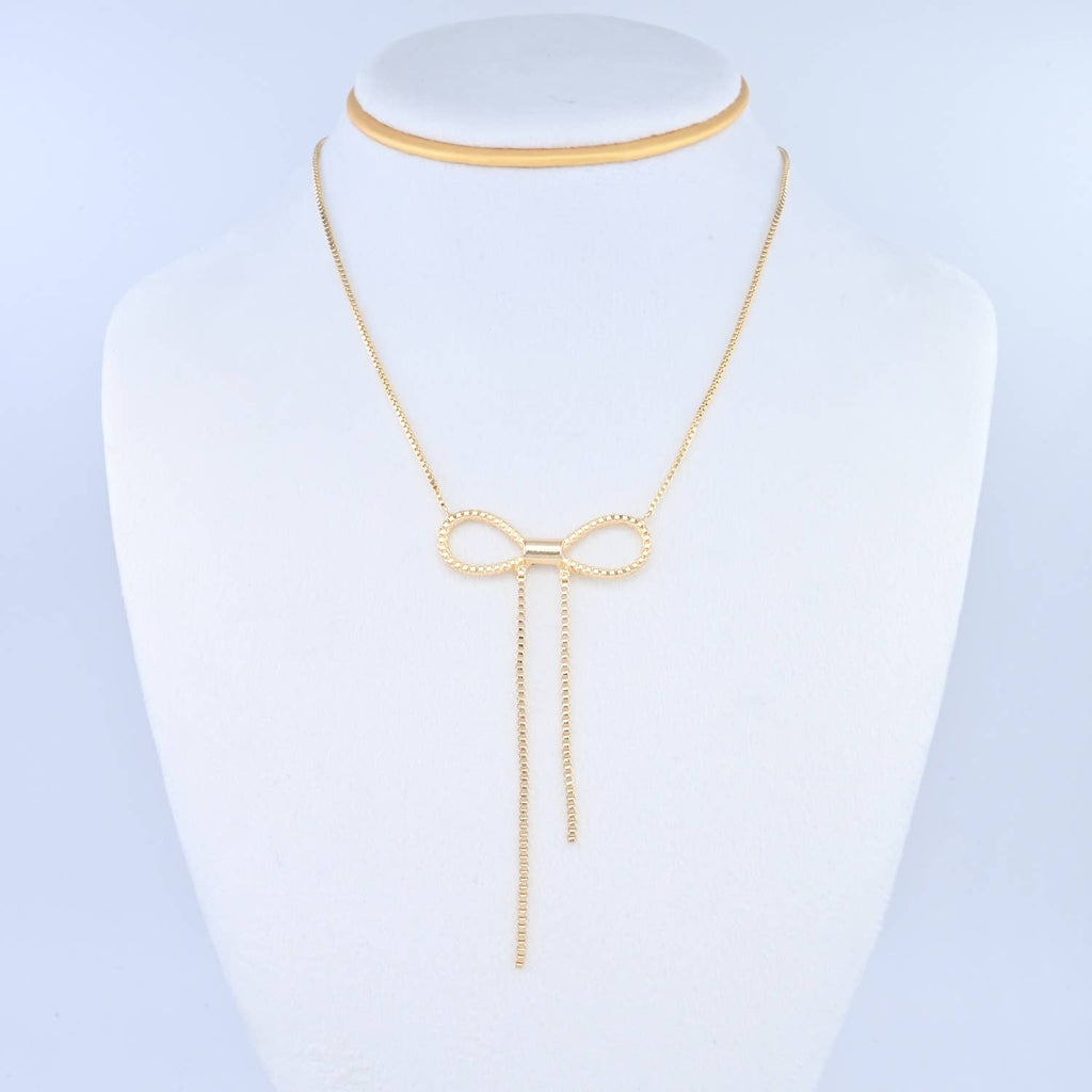 RIBBON BOW PENDANT NECKLACE MN-4162
