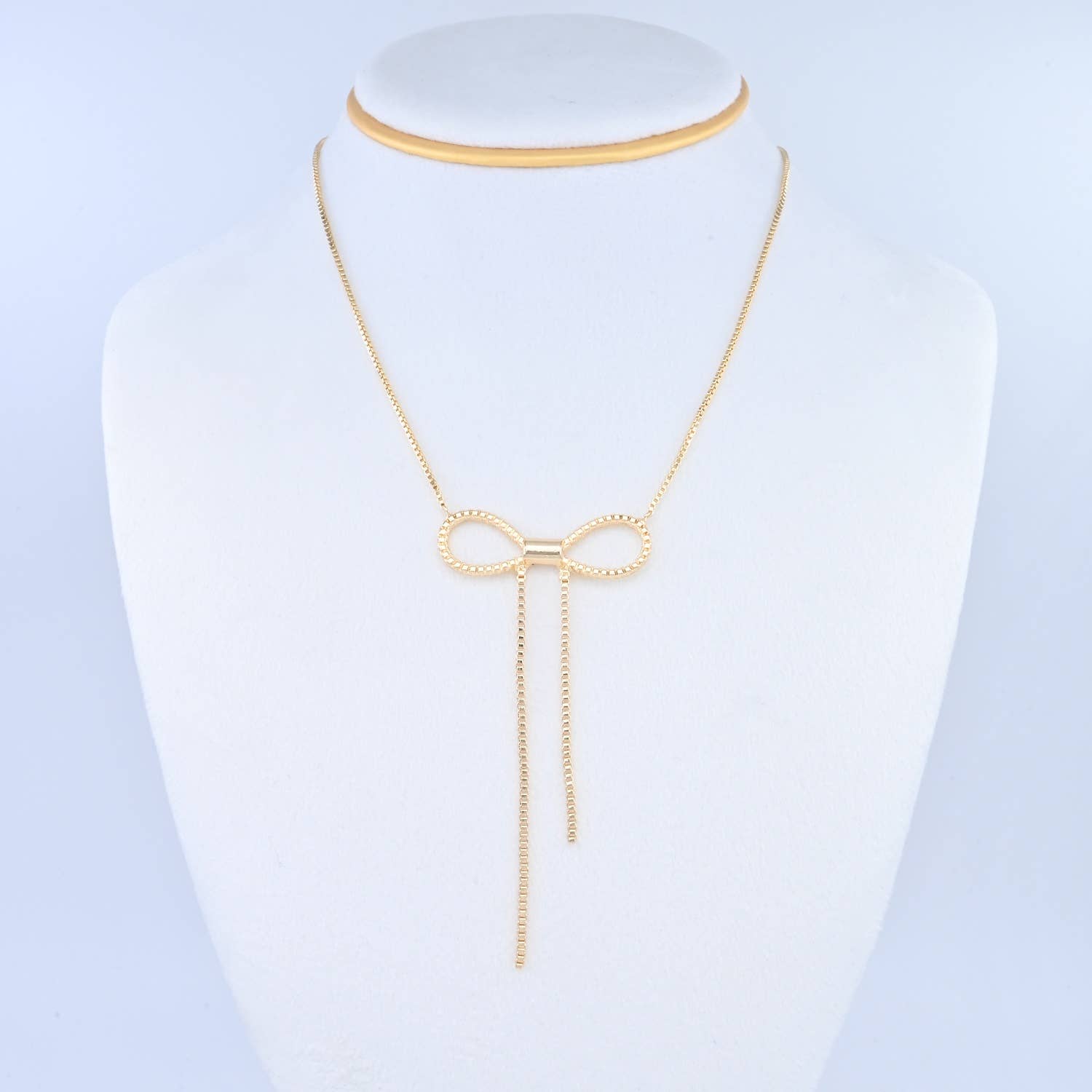 RIBBON BOW PENDANT NECKLACE MN-4162