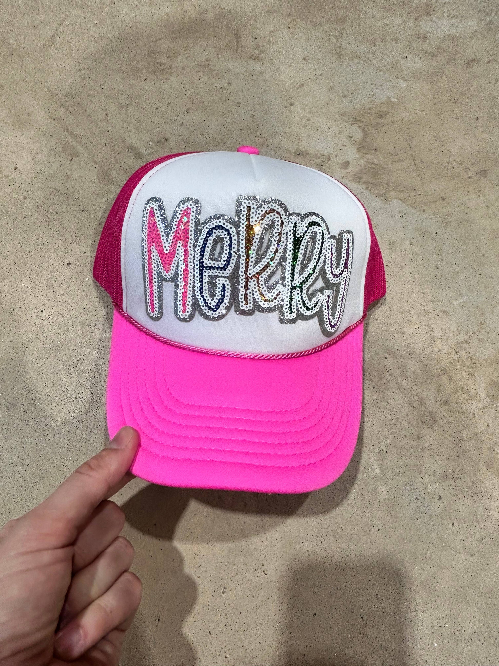 Sequin MERRY Trucker Hat | Christmas Caps