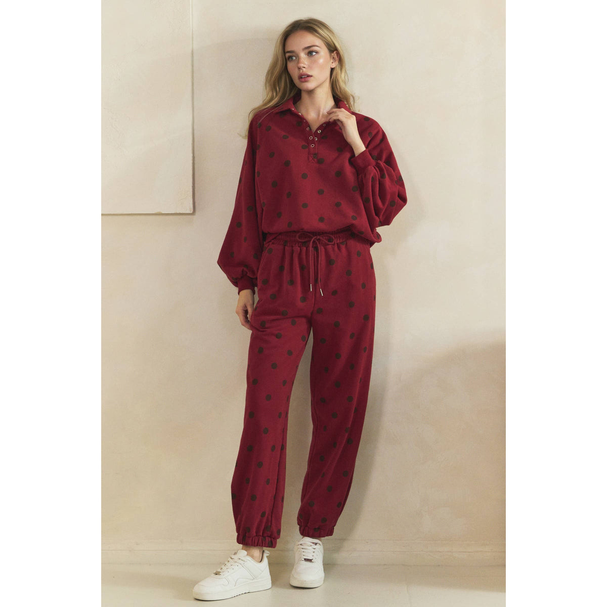 Playful Charm Polka Dot Quarter Zip
