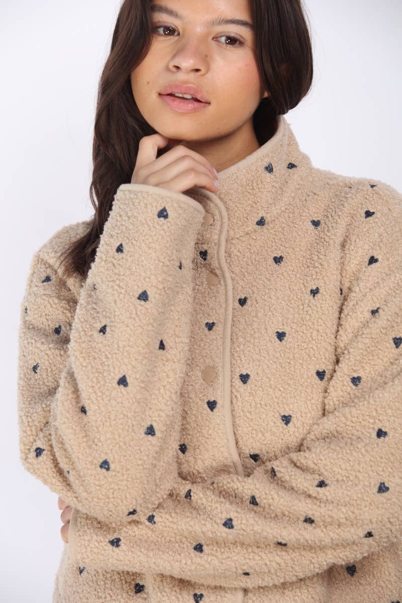 Bonded Sherpa With Embroidery Detail Jacket