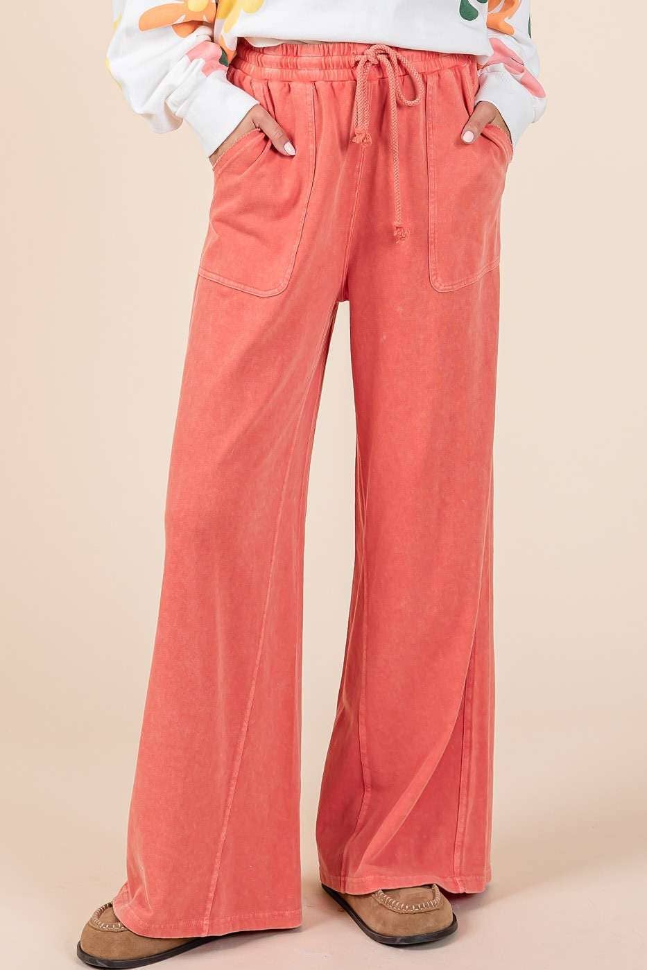 FRENCH TERRY WIDE LEG PANTS