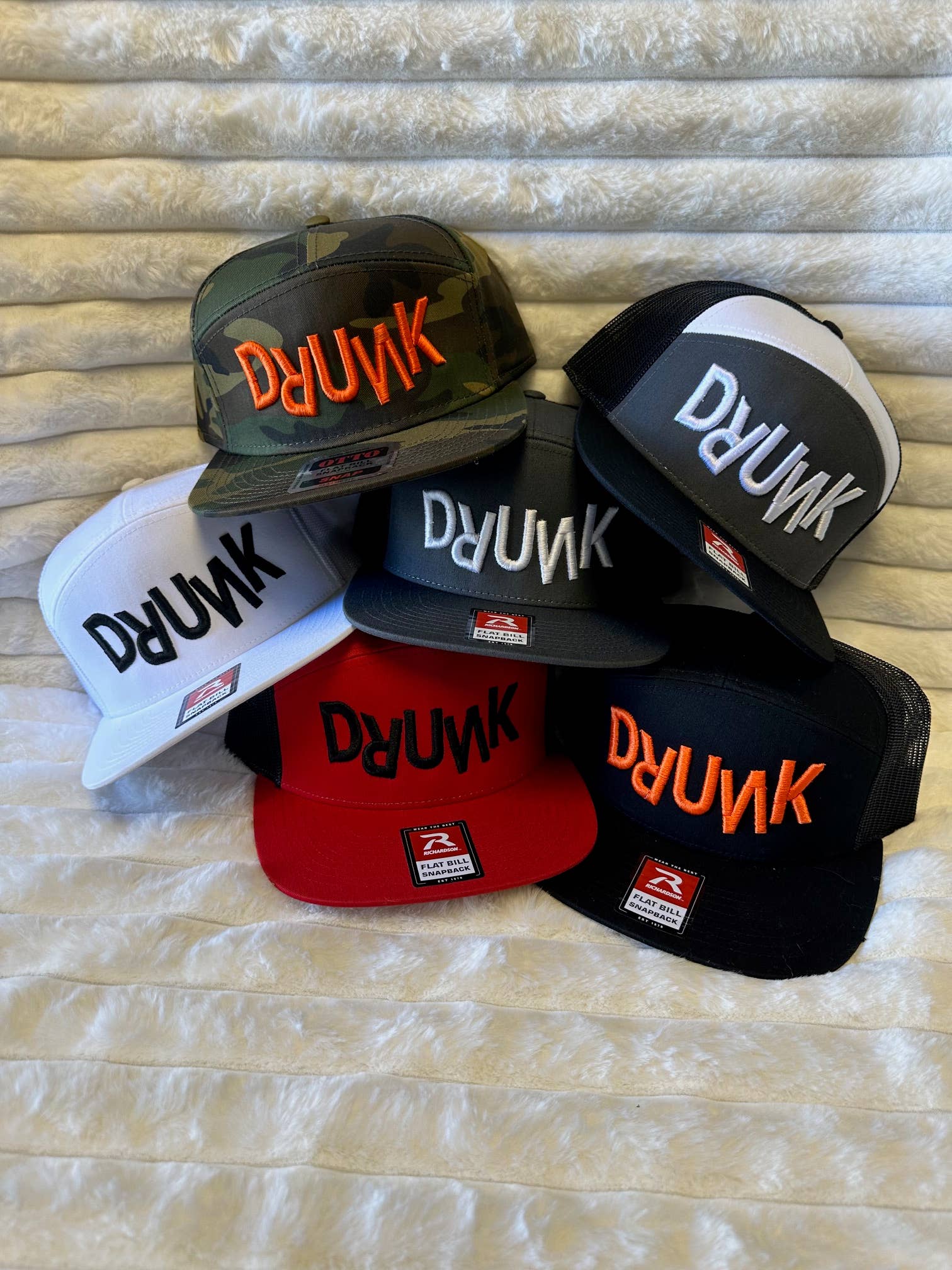 DRUNK puff embroidery  snapback