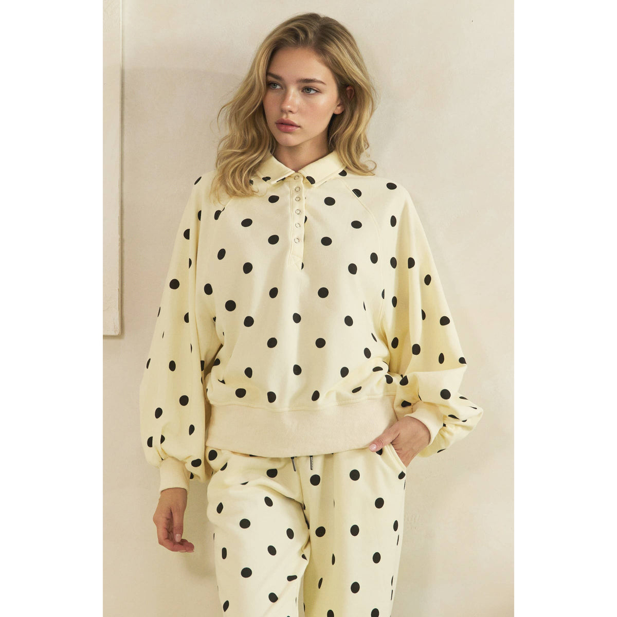Playful Charm Polka Dot Quarter Zip
