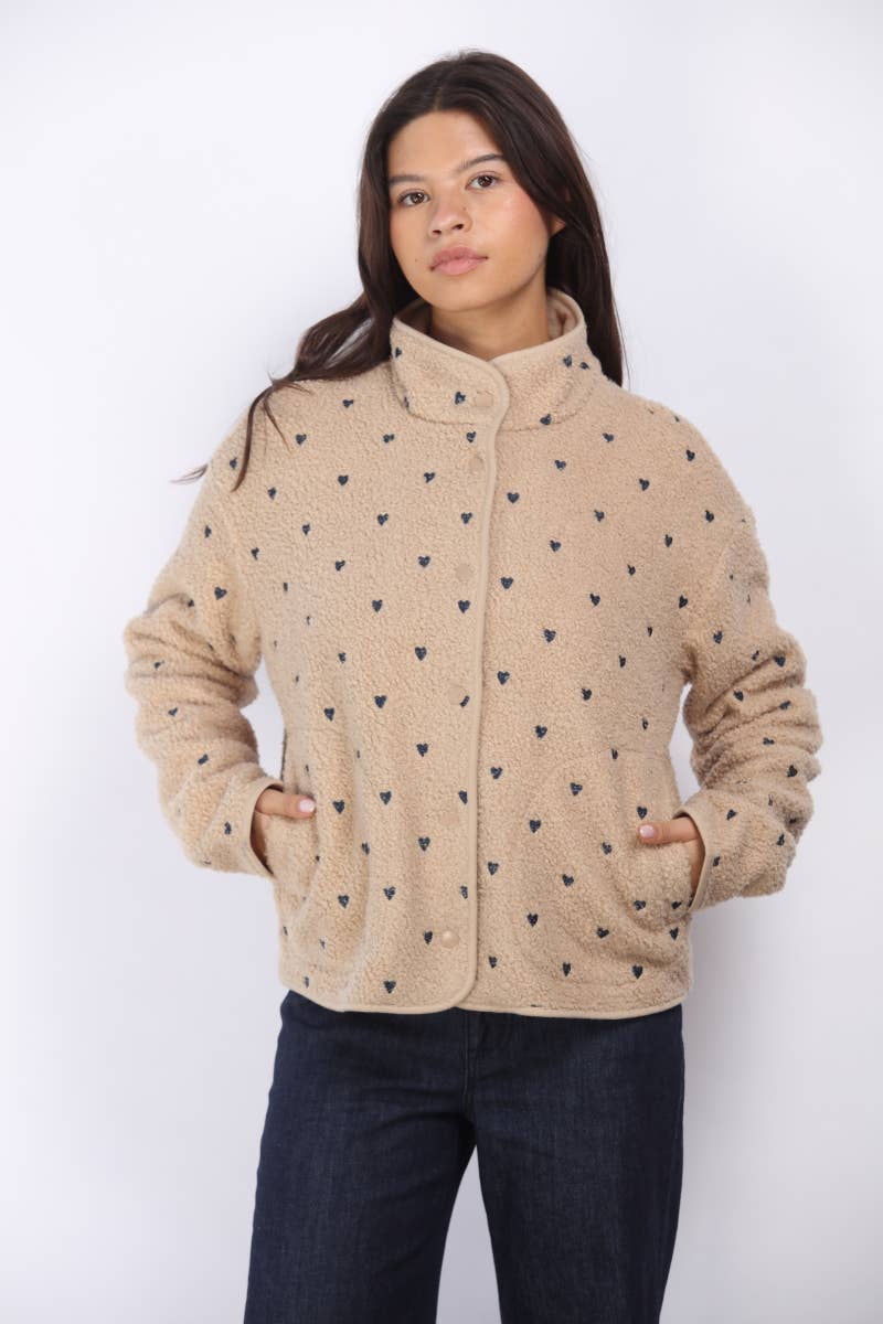Bonded Sherpa With Embroidery Detail Jacket