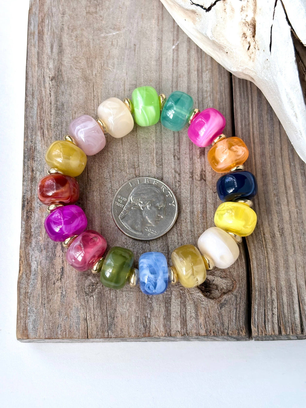 Marble Glass Bead Stretch Bracelet